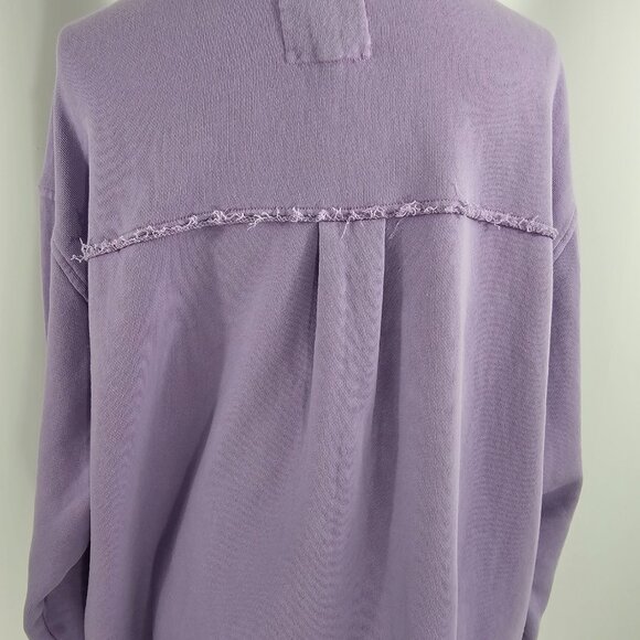 Aerie Lumber Jane Women's Oversized Distressed Shacket Top Lilac Purple Size S - Picture 10 of 14